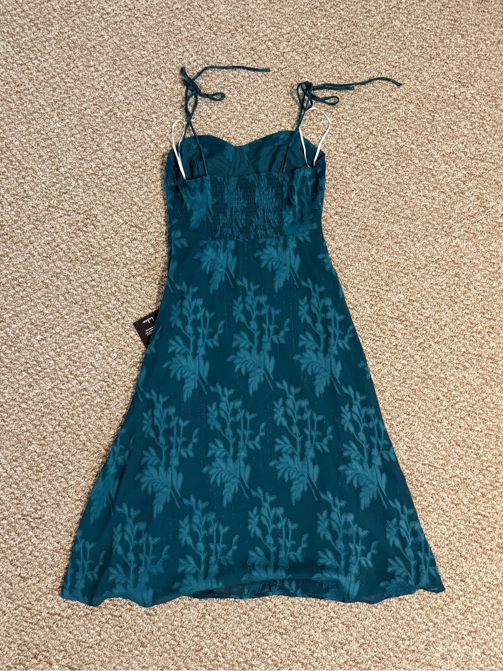 Lulus Loveliest Looks Emerald Green Jacquard Tie-Strap Midi Dress - Picture 5 of 9